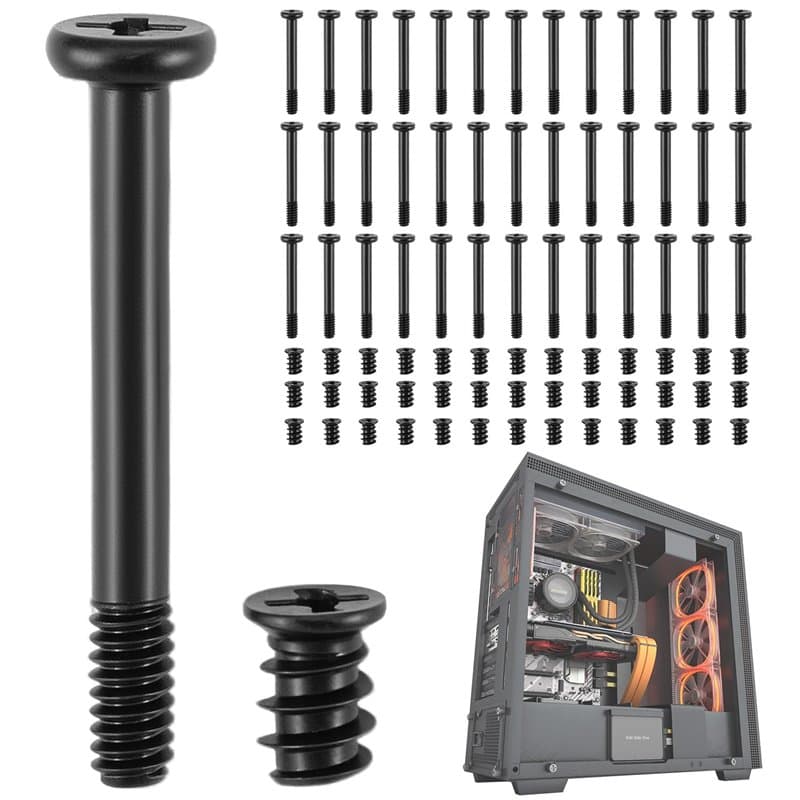 QWORK® 80 Pièces vis de boîtier d'ordinateur, vis autotaraudeuses pour ventilateurs de PC, pour le montage de ventilateurs de bo