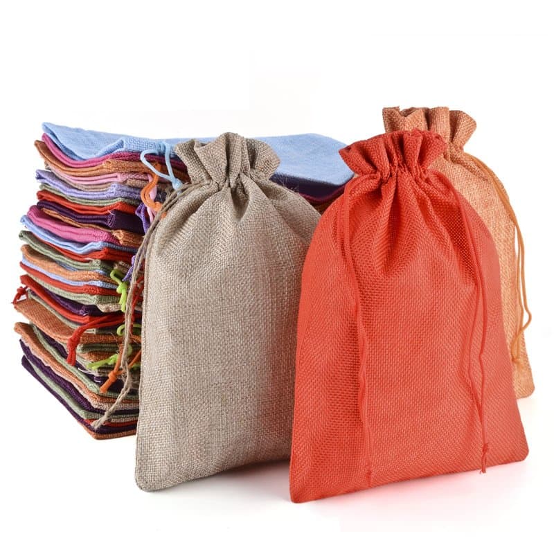 MAOOY 20 Pièces Sacs en Tissu 17x23cm, Sacs Cadeaux, Sacs en Toile de Jute Naturelle, Sacs en Toile de Jute, Sacs en Lin avec Co