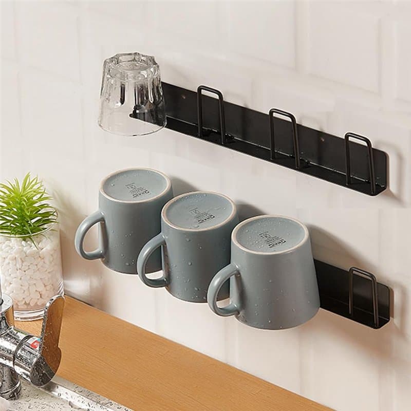 HQahnekme 2 PCS Montage mural Porte Tasses, Crochet de tasse de café sans perçage, avec 4 supports,Mug Titulaire Pour cuisine,s