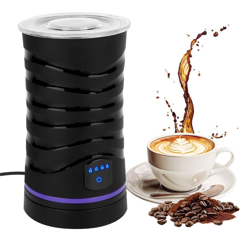 Mousseur à Lait Électrique, 4 en 1 Milk Frother pour Faire Mousser le Lait Chaud ou Froid, Mousseur Lait Electrique avec Arrêt A
