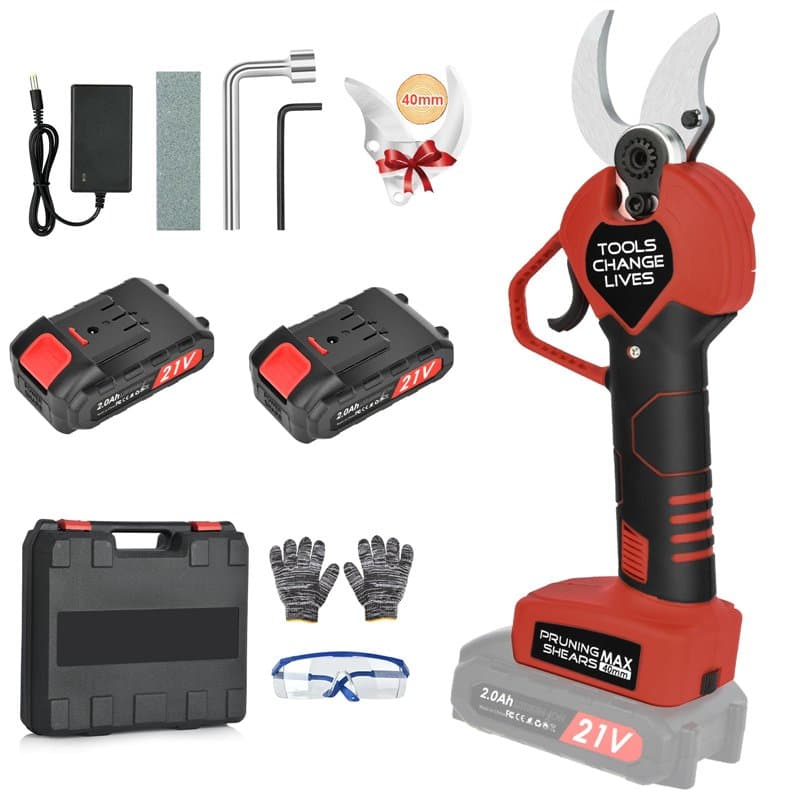 Sécateur électrique - Sécateur électrique professionnel 40 mm avec 2 batteries 21 V/2000 mAh - Sécateur sans fil pour jardinage,