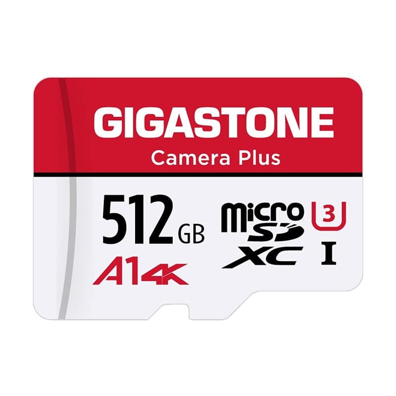 Gigastone Carte Mémoire 512 Go Caméra Plus Série, Vitesse de Lecture allant jusqu'à 100 Mo/s. idéal pour Full HD Vidéo Gopro Dro