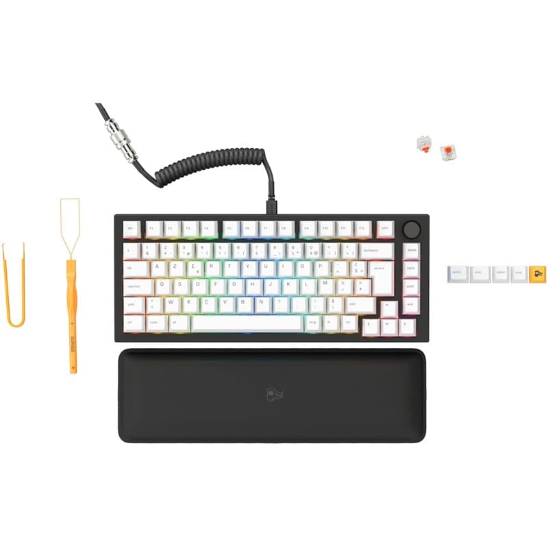 Glorious Gaming GMMK PRO 75% - Clavier de jeu mécanique modulaire, TKL, cadre 1,5 kg, personnalisable, câble spiralé, repose-poi