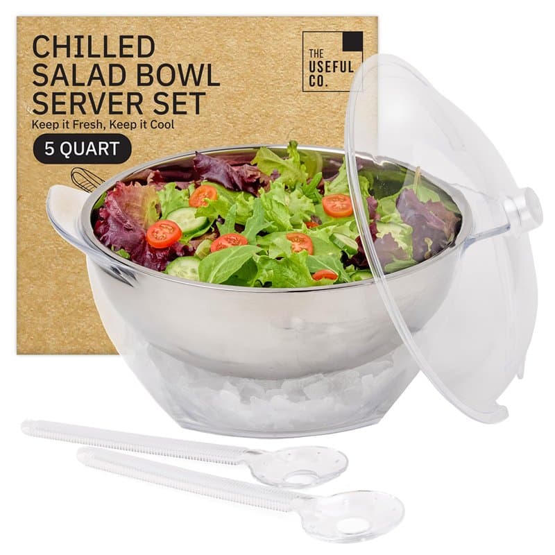 Useful Co. Saladier glacé 4,5 l Grand bol de service réfrigéré avec couvercle pour fêtes