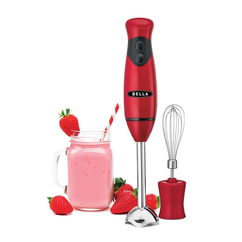 BELLA Mixeur Plongeant Portable Compact avec Accessoire Fouet, Blender Électrique pour Jus, Smoothies, Aliments pour Bébés et Sm