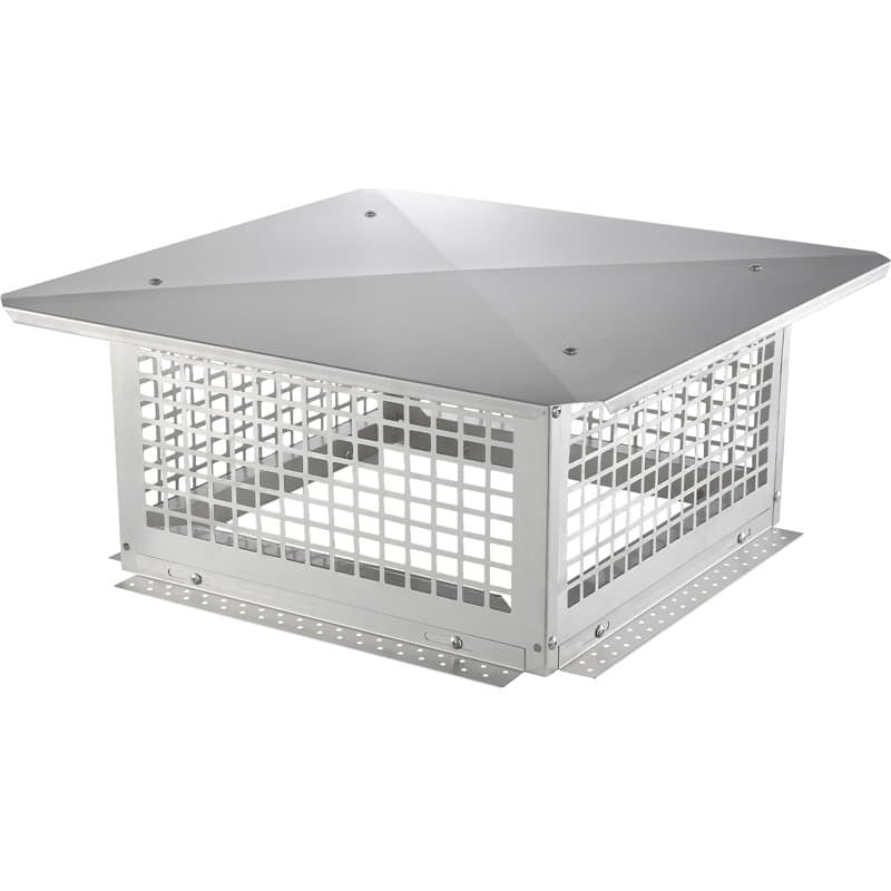 VEVOR Chapeau de Cheminée 432x432 mm Chapeau de Conduit Cheminée Base Carrée Acier Inoxydable 304 Couvercle Bouchon Protection A