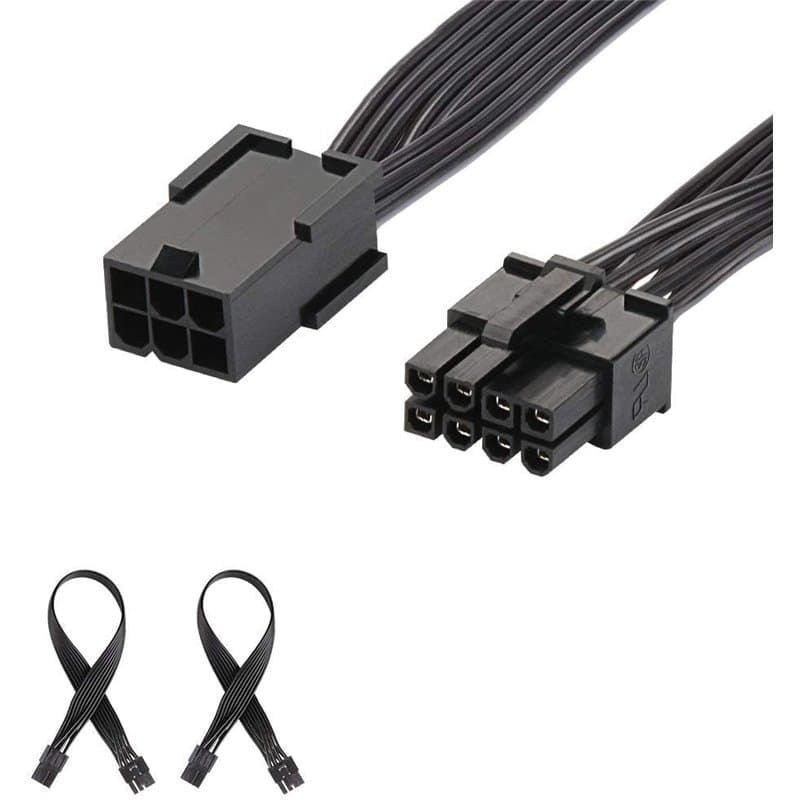 J&D 2-Pack PCIe 6 Pin vers PCIe 8 Pin Câble Adaptateur de d'alimentation, PCI Express 6 Broches vers 8 Broches Power Câble Adapt