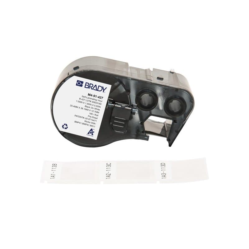Brady Étiquettes en vinyle auto-protégé étiqueteuses BMP41/BMP51/BMP53/M511 - 180 Étiquettes imprimables adhésives - Noir sur bl