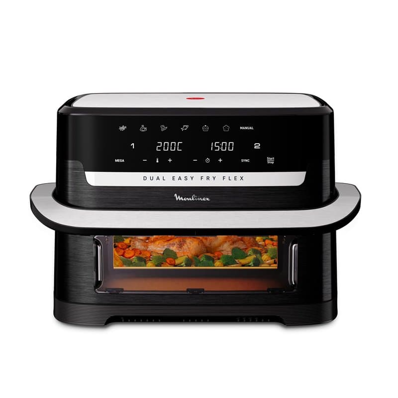 Moulinex Easy Fry Dual Flex, air fryer, Grand tiroir de 9L, Double zone, Séparateur amovible, jusqu'à 8personnes, 7programmes in