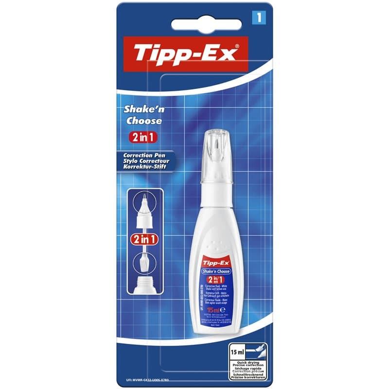 Tipp-Ex Shake'n Choose Stylo Correcteur - 15 ml, Blister de 1