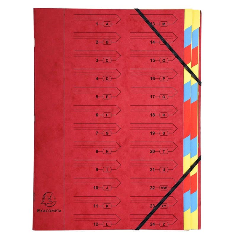 Exacompta - Réf. 54245E - 1 trieur dos agrafé - avec élastiques - couverture imprimée en carte lustrée et intérieur en carte rec