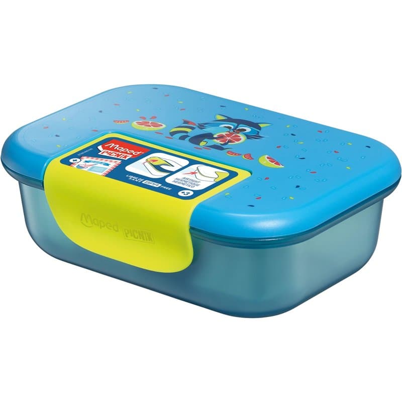 MAPED - Boîte Repas Ecozen 900ml Raton Laveur - Hermétique et Durable - Ouverture Facile avec Clip Fluo - Passe au Micro-Ondes e