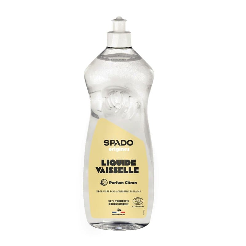 SPADO Origines - Liquide vaisselle - Nettoie, dégraisse et fait briller - 98,7% d’ingrédients d’origine naturelle - Protège les