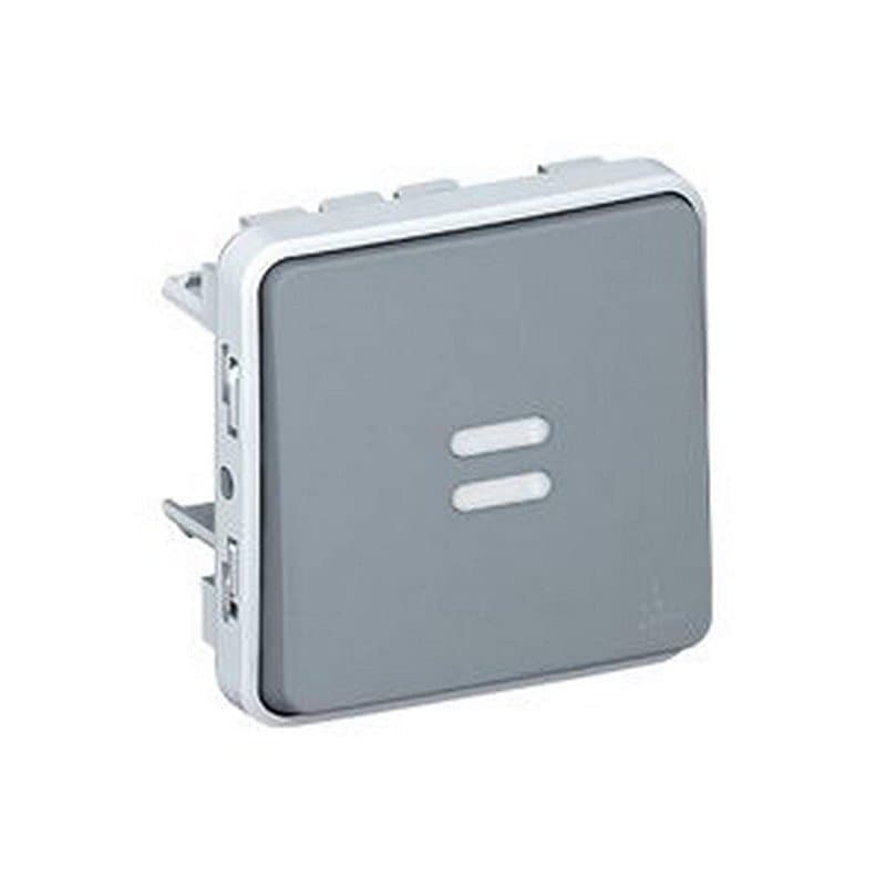Legrand 069512 Interrupteur ou Va et Vient Témoin Étanche Câblage Phase Distribuée Plexo Composable IP55, 10AX, 250V, Gris