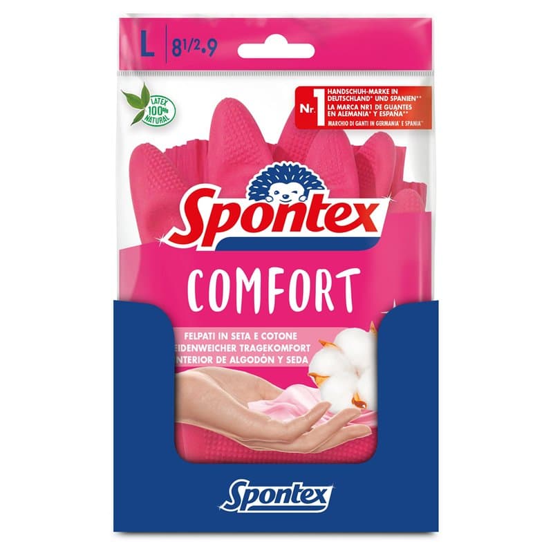 Spontex Comfort Lot de 12 paires de gants de ménage pour une protection et un confort optimaux Taille L