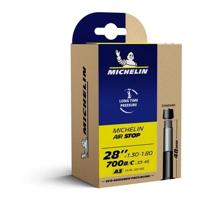 MICHELIN A3 Airstop Camera d'aria Unisex Adulto, Noir, 48 mm