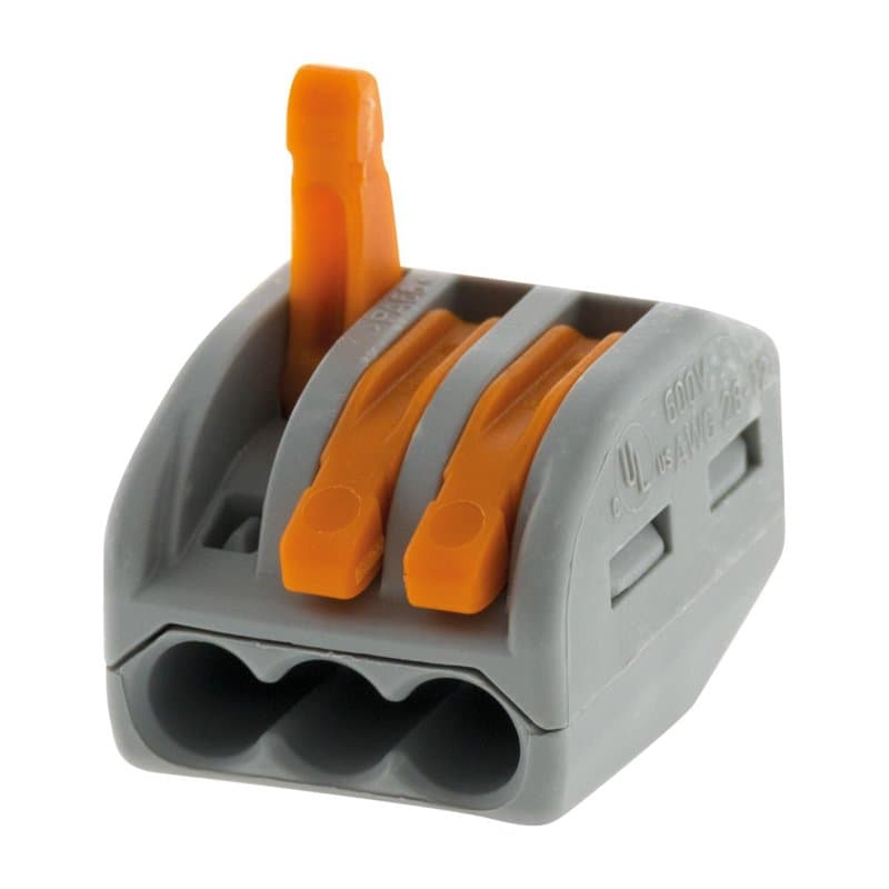 WAGO, Borne à Levier 3 Entrées Série 222, Sachet de 10, Pour Fils Rigides, Semi-Rigides et Souples 0,08-4 mm², Tension 400V, Cou