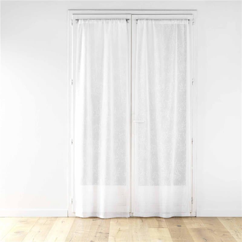 Douceur d'Intérieur, Paire Droite Passe-Tringle (2 x 70 x 200 cm) Karla Blanc, Voile Tissé Appliqué