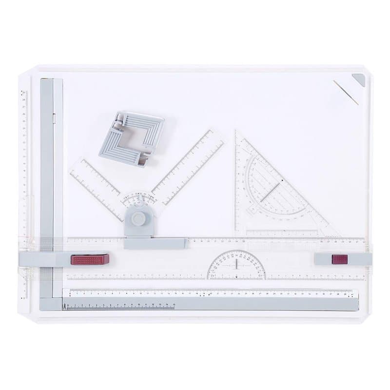 Wakects A3 Table à dessin multi-fonction A3 Tablettes à dessin ensemble bureau avec mouvement parallèle et angle réglable, bord