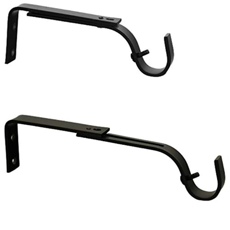 Support mural extensible et réglable pour barre de rideaux, ø 19 mm, longueur 125-170 mm, couleur noir, (1 lot de 2 supports de