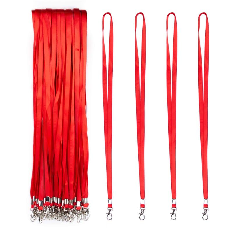 Lot de Tour de Cou avec Attache à Clip métallique - Cordon de Cou pour porte Badge Carte d'Identification (Rouge, 50)