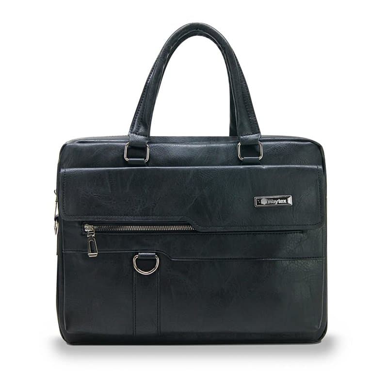 Waytex 71013 Sacoche Porte Documents Besace simili cuir, Mallette business Ordinateur et Tablette avec bandoulière Noir