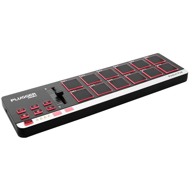 Plugger Studio Pocket Pad Contrôleur MIDI USB ultra compact pour ordinateur PC et Mac. 12 pads sensibles à la vélocité. Compatib
