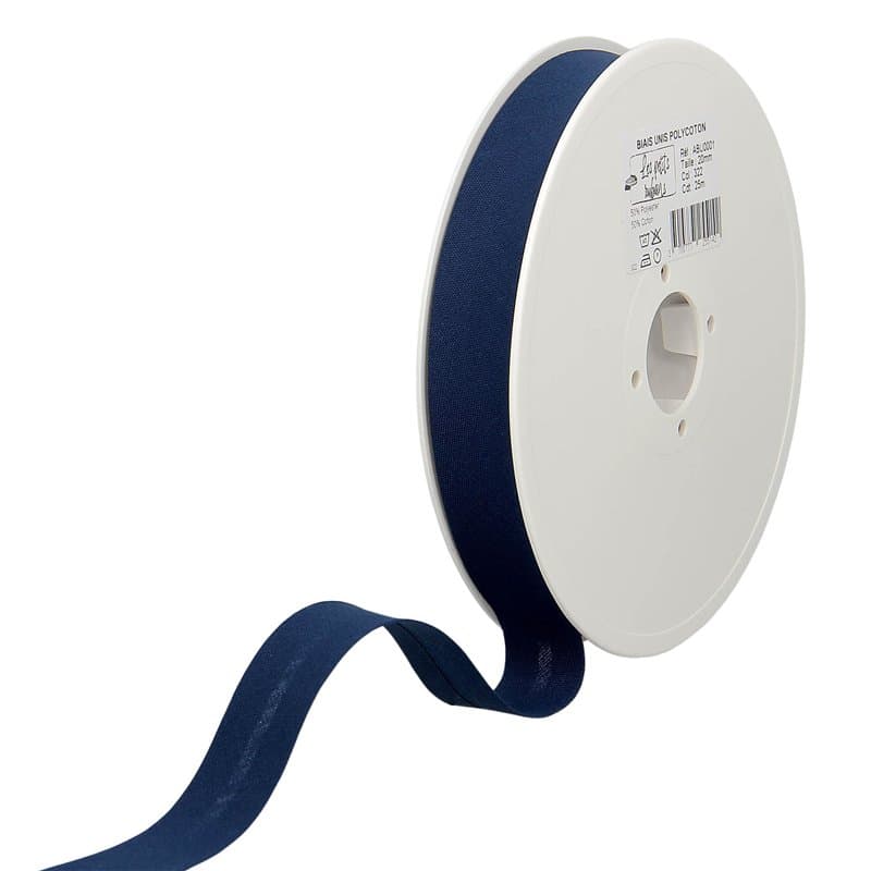 Les Petits Rubans Biais de Couture – 20 mm de large,plié 10 mm,rouleau de 25 m,50% coton 50% polyester,bordure pour couture,band