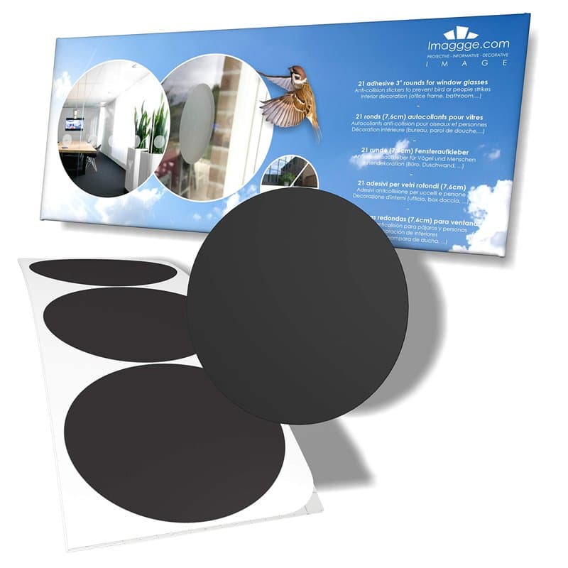 imaggge.COM Autocollants Anti-Collision pour Portes vitrées (Set de 21 Ronds Noirs) - Signalisation - Evitent Les Chocs Contre U