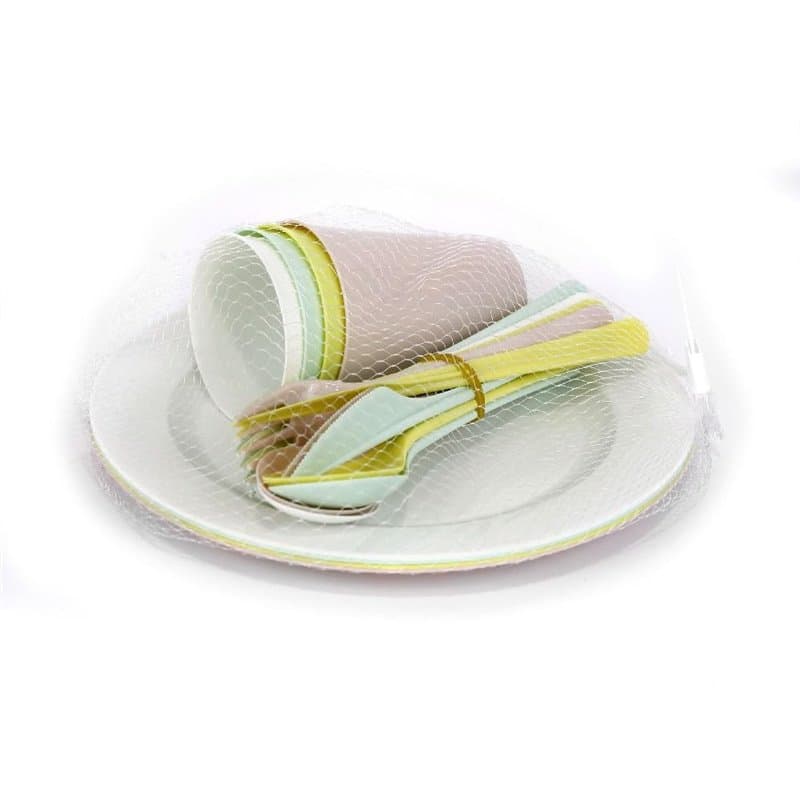 PARENCE.- Set de Pique Nique 20 Pièces - Assiettes, Couverts, Verres - Lot 20 Pièces Camping en PVC Réutilisable, Polyvalent, Co