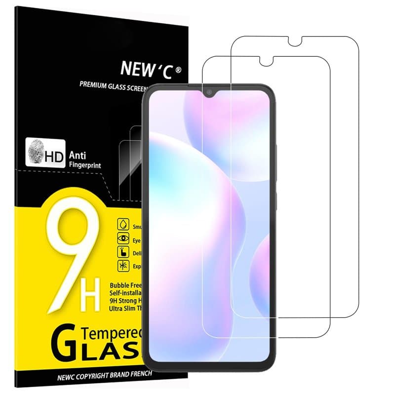 NEW'C Lot de 2, Verre Trempé pour Xiaomi Redmi 9A, Xiaomi Redmi 9C, Film Protection écran -sans Bulles d'air -Ultra Résistant (0