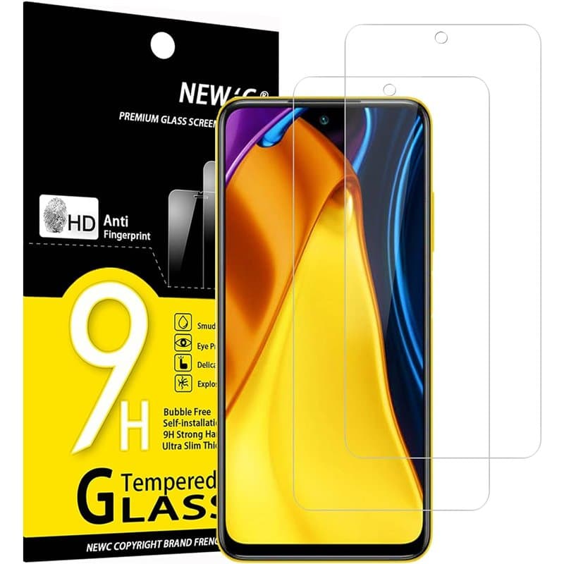 NEW'C Lot de 2, Verre Trempé pour Xiaomi Poco M3 Pro, Film Protection écran efficace contre les Rayures - sans Bulles - Ultra Ré
