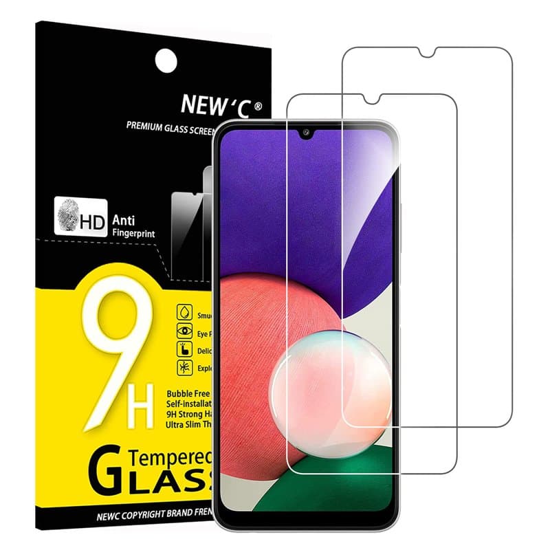 NEW'C Lot de 2, Verre Trempé pour Samsung Galaxy A22 4G (Non pour Samsung A22 5G), Film en Protection écran efficace contre les