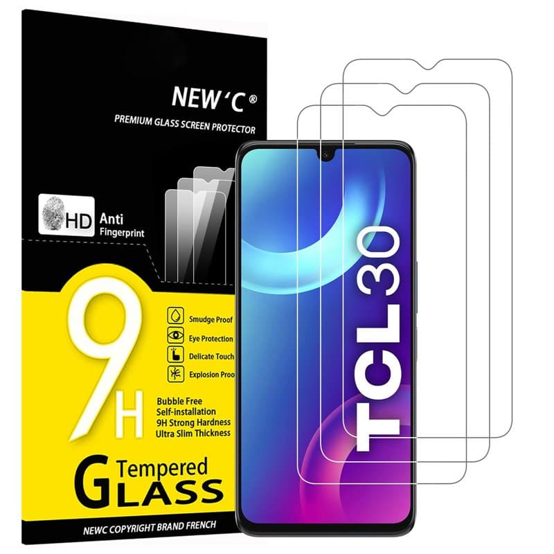 NEW'C Lot de 3, Verre Trempé pour TCL 30 5G/TCL 30/TCL 30 Plus, Film Protection écran - sans Bulles d'air -Ultra Résistant (0,33