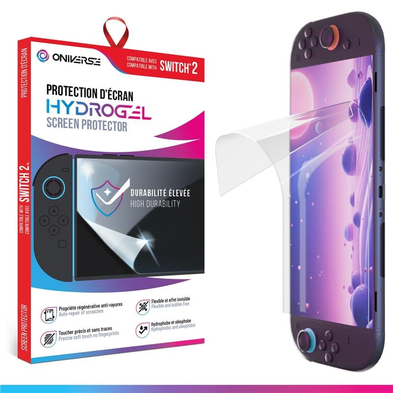 Oniverse Protection d’écran Hydrogel compatible avec Nintendo Switch 2 - Ecran de protection Haute Résistance chocs et rayures,