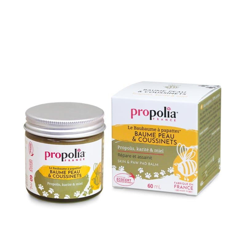 PROPOLIA - Baume Peau, Coussinets & Truffe pour chien et chat - Propolis, Miel & Karité - Fabriqué en France - 60 ml