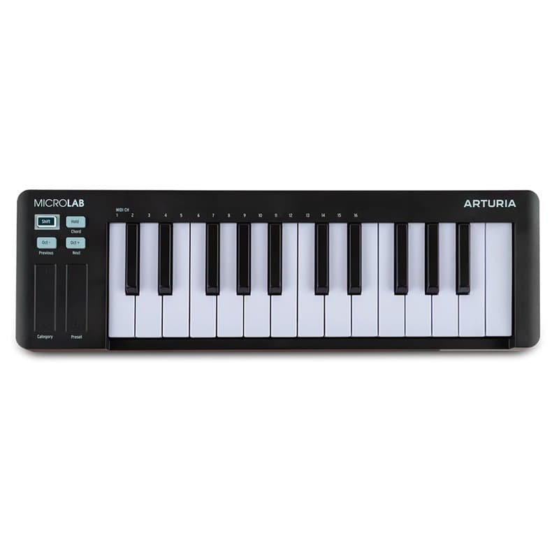 Arturia MicroLab MK3 - Contrôleur MIDI compact 25 touches sensibles à la vélocité, deux bandes tactiles, mode Accords, entrée po