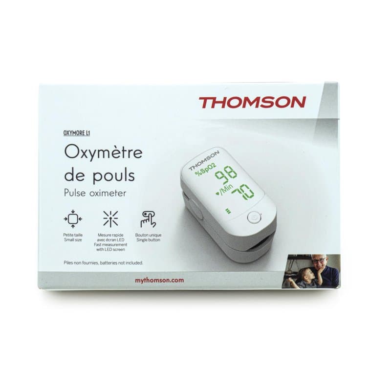 Cadeau Fête des Pères - THOMSON Oxymore L1 - Oxymètre de pouls simple, précis et automatisé - Capteur photoélectrique de haute p