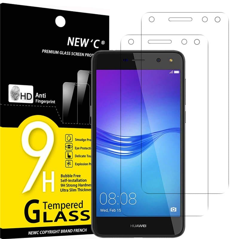 NEW'C Lot de 2, Verre Trempé pour Huawei Y6 (2017), Film Protection écran sans Bulles d'air Ultra Résistant (0,33mm HD Ultra Tra