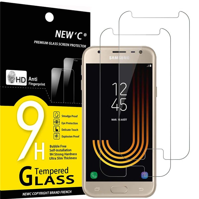 NEW'C Lot de 2, Verre Trempé pour Samsung Galaxy J5 2017 Film Protection écran sans Bulles d'air Ultra Résistant (0,33mm HD Ultr