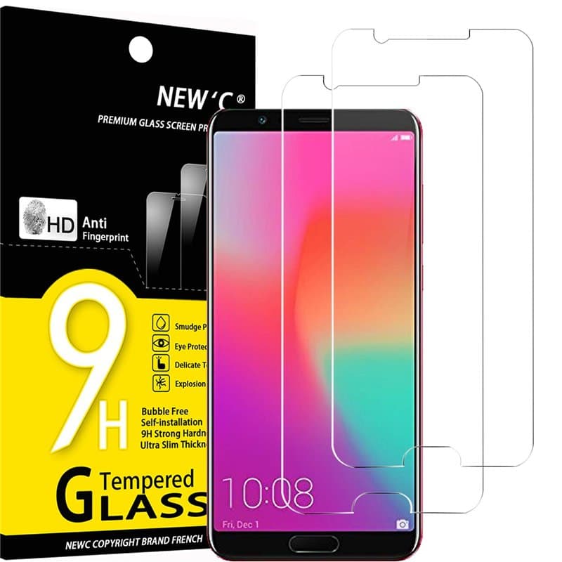 NEW'C Lot de 2, Verre Trempé pour Honor View 10, Film Protection écran sans Bulles d'air Ultra Résistant (0,33mm HD Ultra Transp