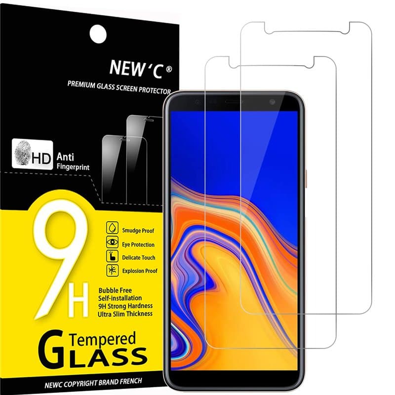 NEW'C Lot de 2, Verre Trempé pour Samsung Galaxy J4 Plus, Galaxy J4+ (SM-J415F), Film Protection écran sans Bulles d'air Ultra R