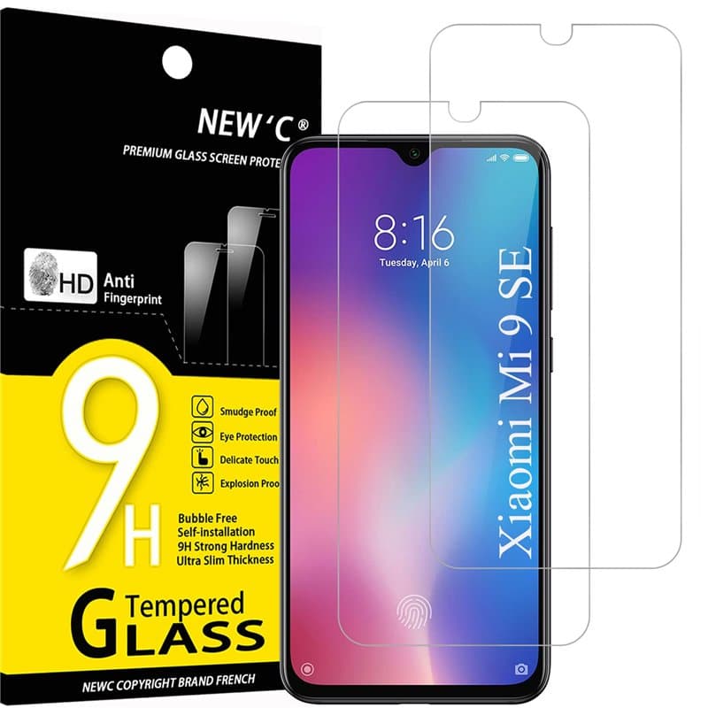 NEW'C Lot de 2, Verre Trempé pour Xiaomi Mi 9 SE, Mi Play, Film Protection écran efficace contre les Rayures - sans Bulles - Ult