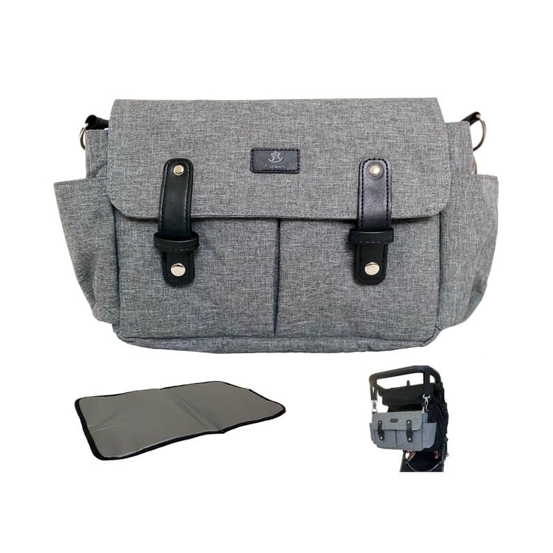 Calikids Sac organisateur poussette gris | tapis à langer offert | chic et pratique | nombreuses poches de rangement | pochettes