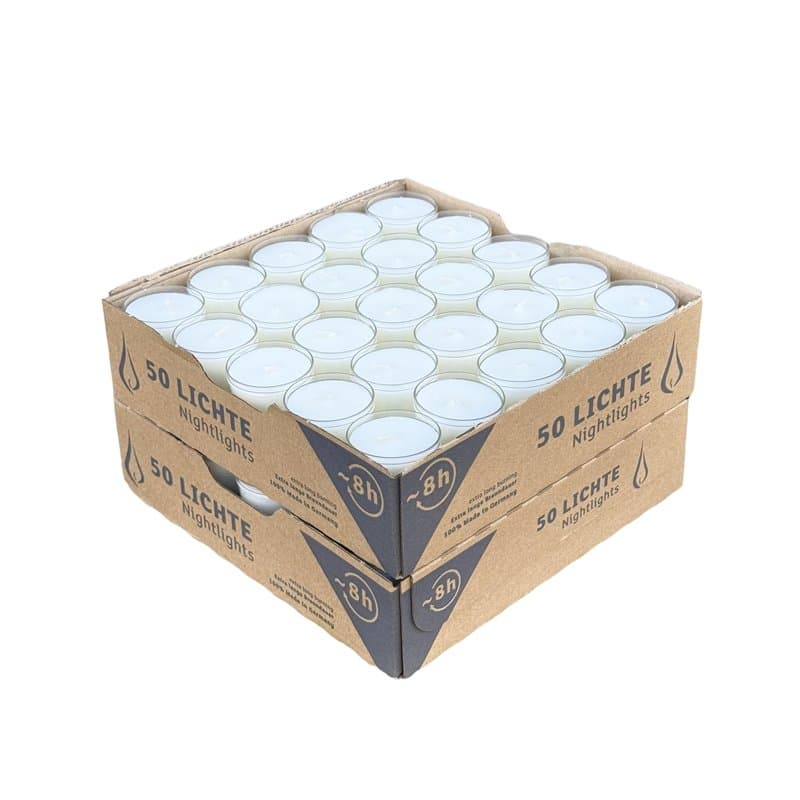 Horeca Candles - Lot de 100 Bougie Chauffe Plat Blanche - 8 Heures - Cups Transparent - Sans Parfum