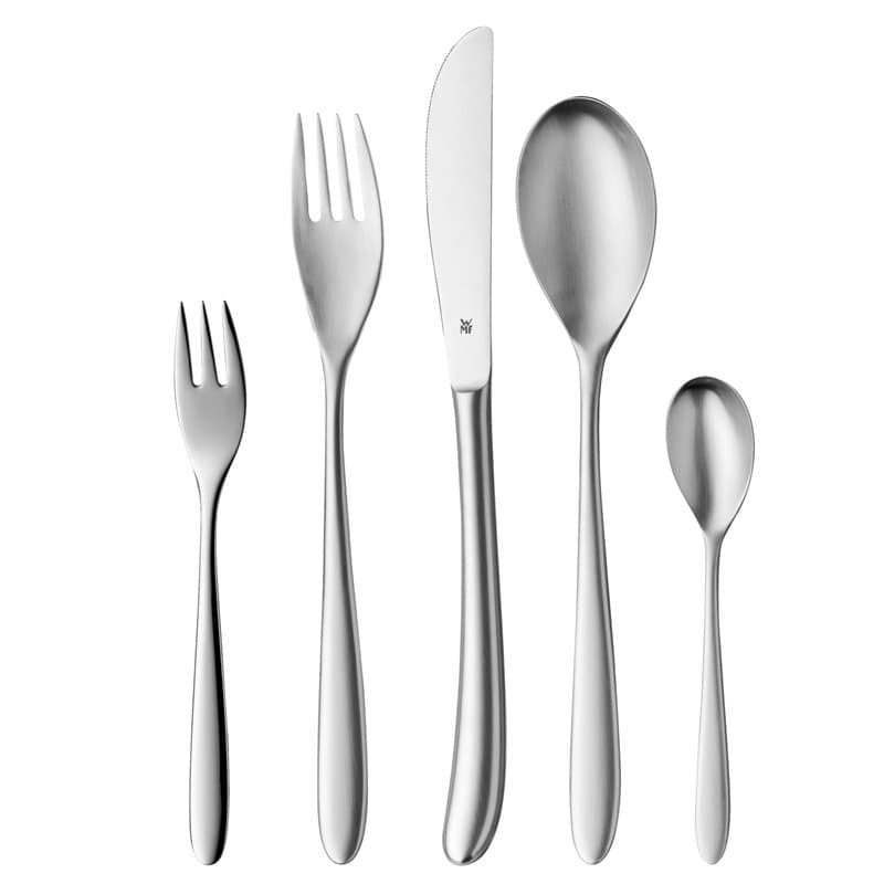WMF Silk Set de Couverts en Acier Inoxydable pour 6 Personnes, 30 pièces, Couteaux Monobloc, Acier Inoxydable Cromargan Mat, Pas