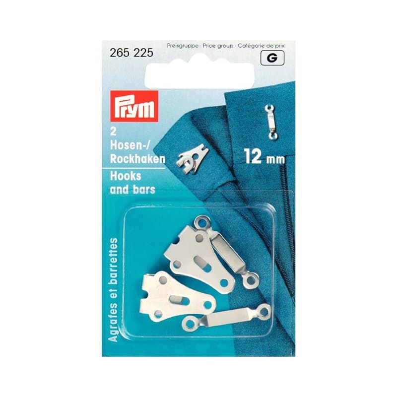 Prym Crochets Et Barres pour Pantalon Et Jupe 2 Pièces, Taille 12 mm, Argent