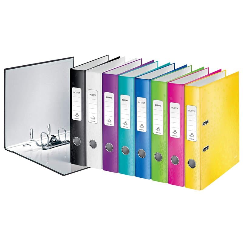 LEITZ 10061099 - Archivador de palanca carton forrado WOW 180º A4 Lomo 50 mm. colores surtidos (pack 10 ud.), coleurs assorties