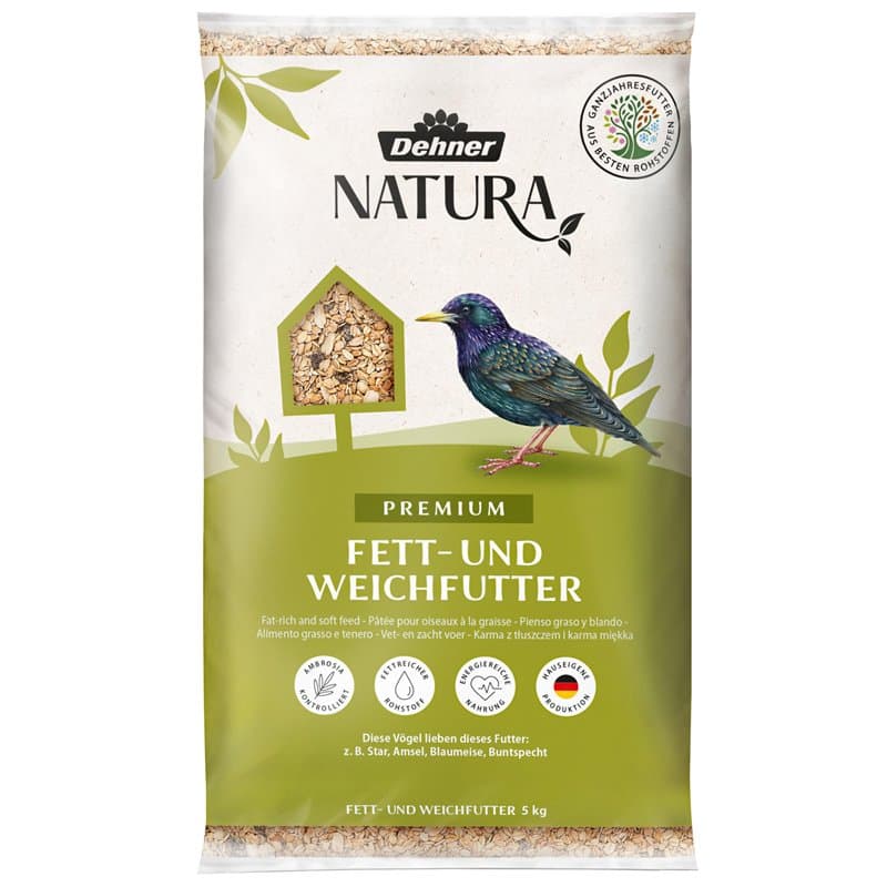 Dehner Natura Premium Nourriture pour Oiseaux Sauvages, Aliment Gras pour Oiseaux de Jardin, avec Flocons d’Avoine et de blé, ar