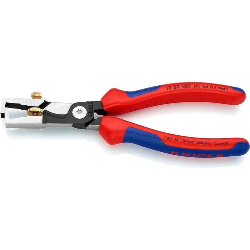 Knipex StriX® Pince à dénuder et coupe-câbles noire atramentisée, avec gaines bi-matière 180 mm 13 62 180